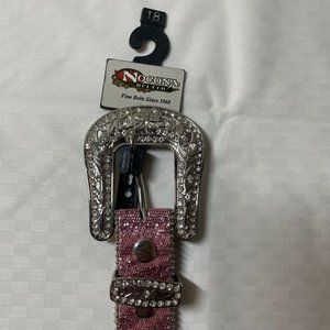 Nocona Girls' Pink Glitter with Horseshoe Concho & Rhinestones Belt